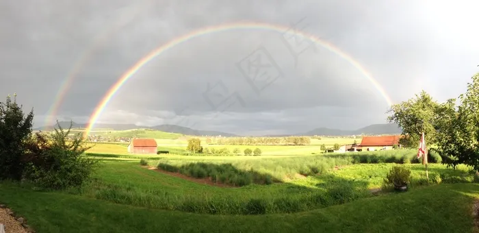 汉罗，Oberhallau，彩虹，太阳，雨，折射