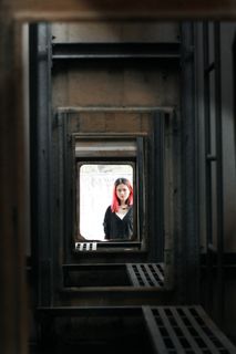 美丽，校园，图，女人，模型，红头发，悲伤