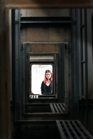 美丽，校园，图，女人，模型，红头发，悲伤