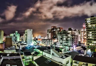 夜景，夜，日本，熊本，天空，云