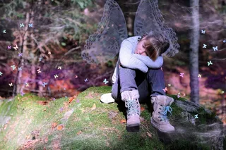 儿童，女孩，森林，机翼，费用，童话故事，幻想