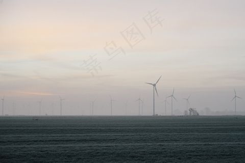 发电机,草原,风车,天空,山峦,风力涡轮机领域