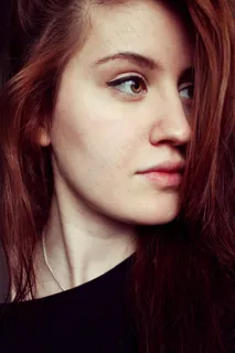 自拍照，女人，绿色，眼睛，侧，女孩，肖像，红色