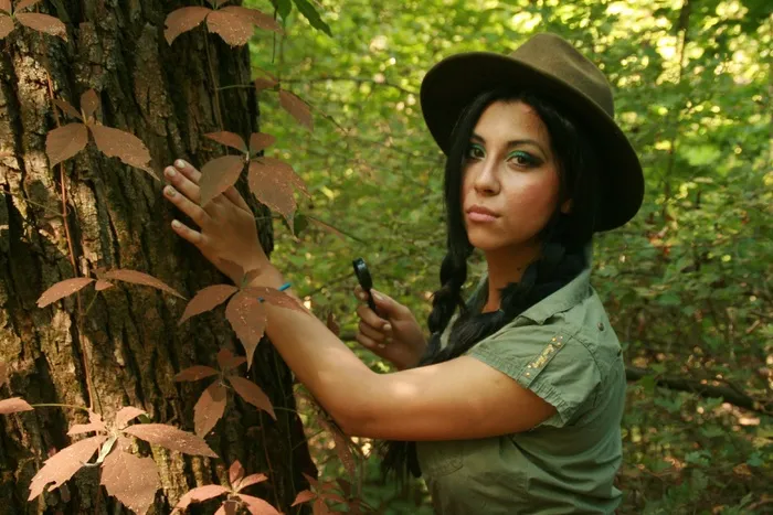 女孩，远征，森林，植被，野生