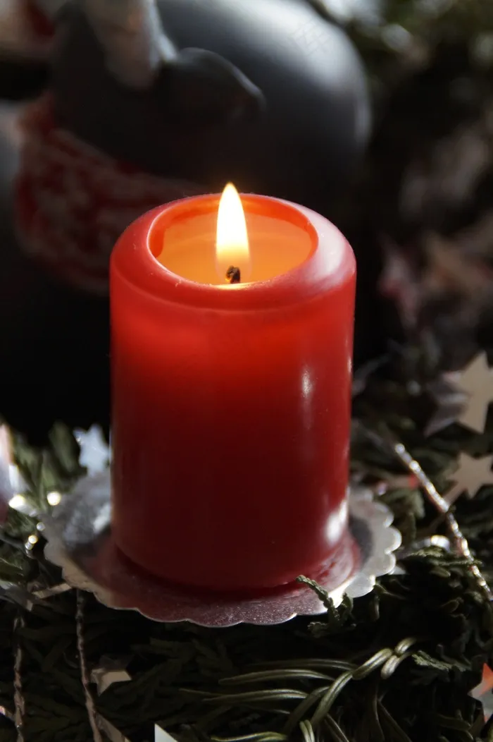 蜡烛，来临，来临花环，光，红色，火焰