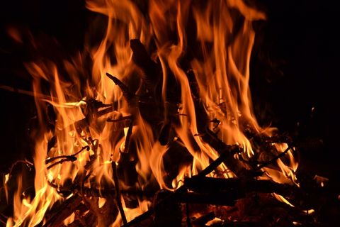 火，木材，森林，自然，橙色，黑色，篝火