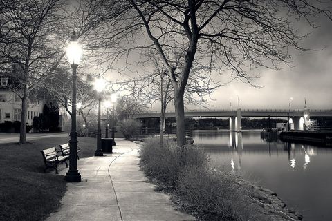 江，步行，路径，市中心，德，佩雷，威斯康星州