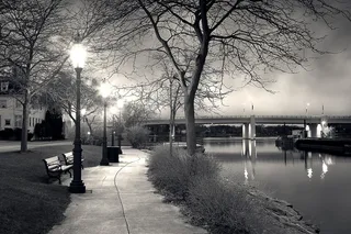 江，步行，路径，市中心，德，佩雷，威斯康星州