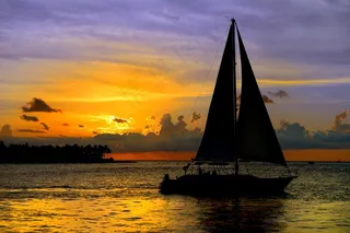 3月，日落，性质，船舶，蜡烛，画布