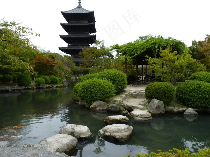寺塔,自然公园,湖泊,树,工艺品,公园的禅宗庙