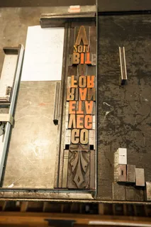 Setzer，行，字母，木制字母