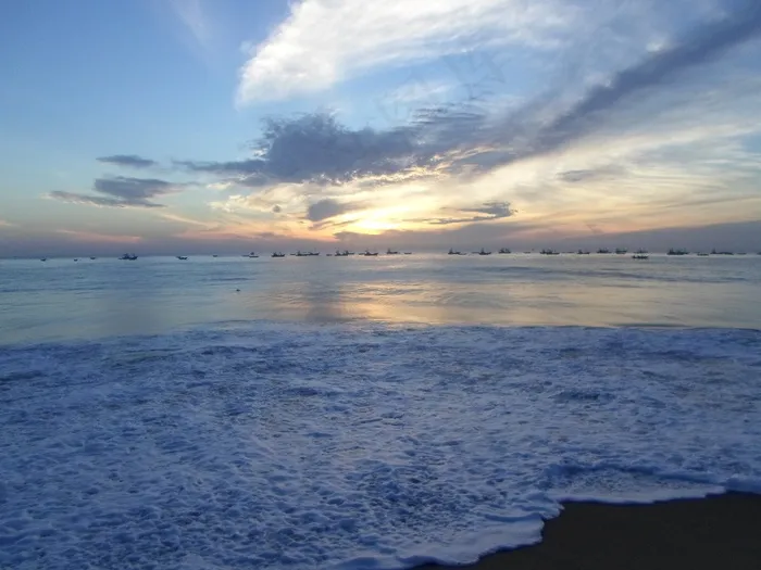 海滩，海，海洋，日落，斯里兰卡，大自然