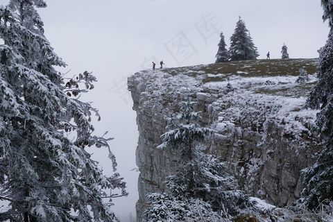 Creux Du Van，山，冬天
