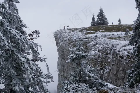 Creux Du Van,山,冬天 Creux Du Van,山,冬天