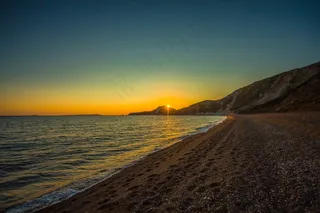 沃巴罗湾，海洋，日落