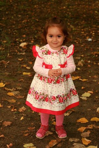 女孩，儿童，贝贝，叶子，黄色，裙子，快乐，娘娘腔