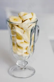 香蕉，切片，水果，玻璃，早餐，健康，食品