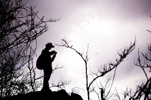 旅行，旅游，登山者，剪影