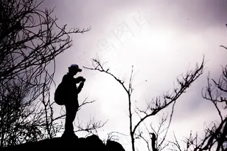 旅行，旅游，登山者，剪影