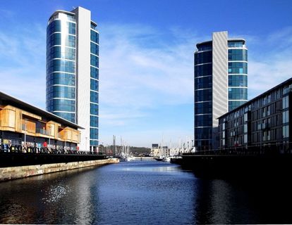 水，建筑物，高层，建筑，蓝色，云