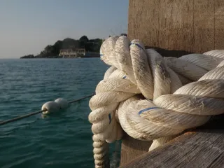结，海，岛，绳子，航海，海洋，蓝色