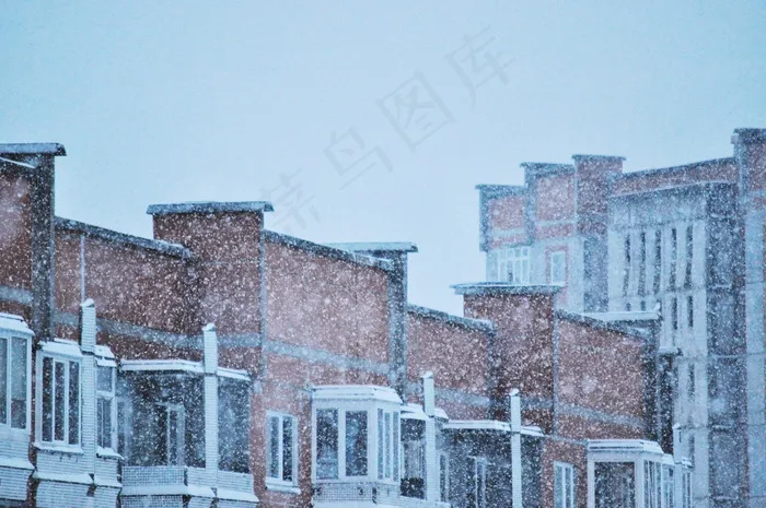 雪，晚上，建筑，睡眠区，安静