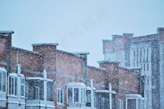 雪，晚上，建筑，睡眠区，安静