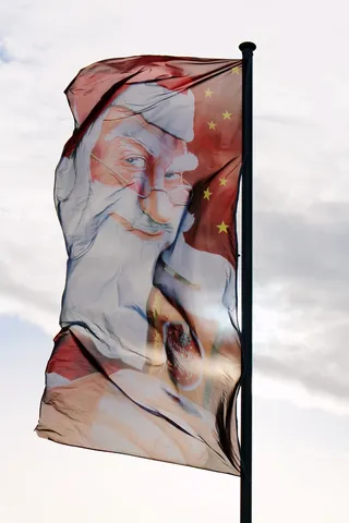 小旗，圣诞老人，圣诞，尼古拉斯，风，打击，摇