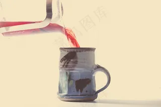倒，Cup，杯子，饮料，液体，茶，果汁，玻璃水瓶