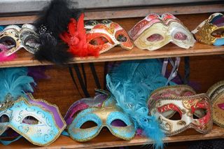 威尼斯，面具，狂欢节，颜色，可爱，红色，羽毛