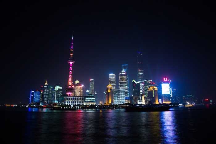 深夜，上海，城市，灯光，景观