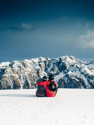 滑雪，单板滑雪，情侣，爱情，浪漫，拥抱