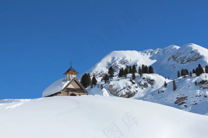 冬季，雪，南蒂罗尔，意大利，教堂，山
