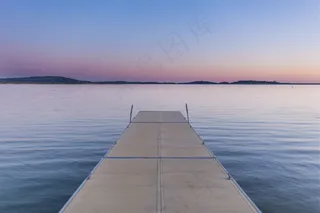 码头，湖，水，黄昏