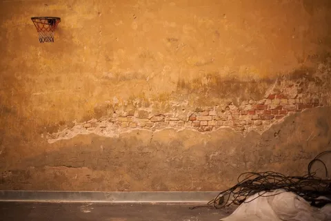 绘画,油画,历史遗迹,自然风景,沙漠,旧墙与篮球圈