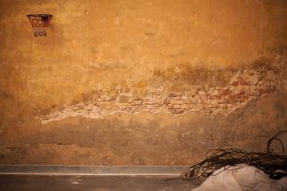 绘画,油画,历史遗迹,自然风景,沙漠,旧墙与篮球圈