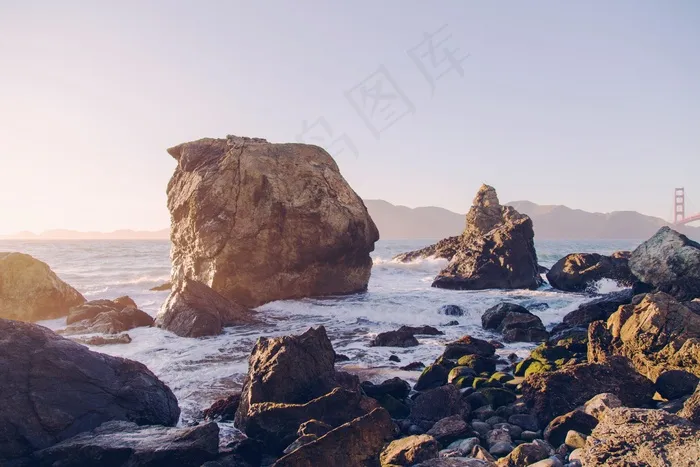 海岸，海岸，水，海洋，沧海，波浪，岩石，湾
