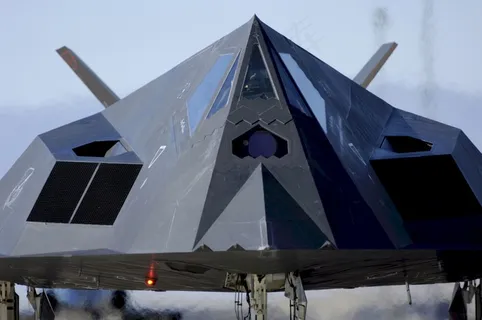 隐形,喷射,F-117,夜鹰,飞机,前视图 隐形,喷射,F-117,夜鹰,飞机,前视图