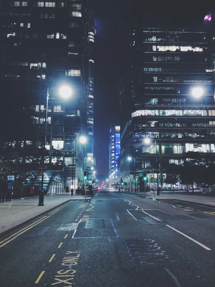城市，夜，城市，建筑物，街，现代，灯火