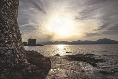 圣，特罗佩，法国，海，日落，里维埃拉