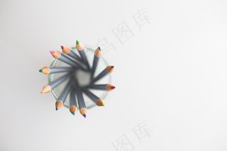 笔类,花卉,水彩笔,工笔画,,彩色铅笔的顶视图