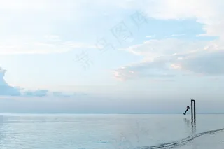 人，秋千，水，包围，生活方式，夏天