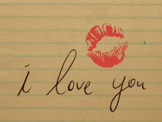 爱情，爱情宣言，吻，口红，单词，字体
