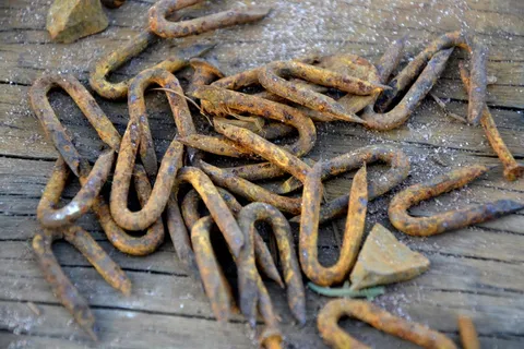 铁锈，指甲，康乃馨，铁，垃圾场，金属，关于