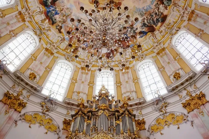 教堂，Ettal，灯罩，光，Dom，圆顶，器官