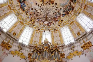 教堂，Ettal，灯罩，光，Dom，圆顶，器官