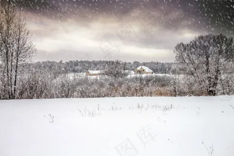 大厦，冬天，雪，景观，童话