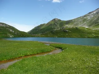 Bergsee，湖，天空，水，山，瑞士