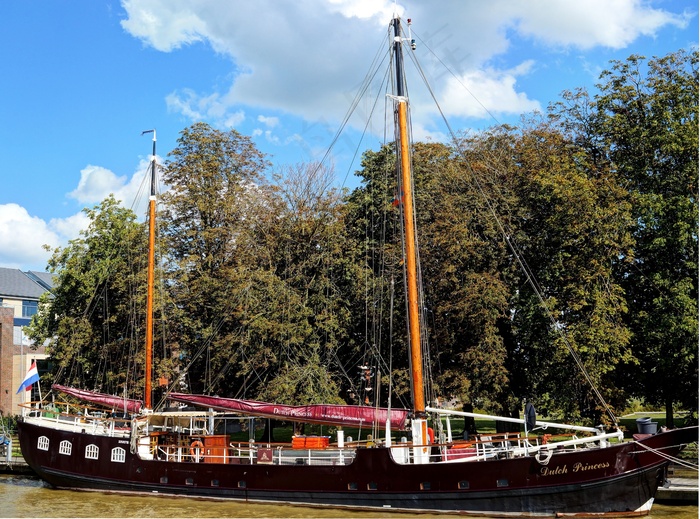 船舶，古董，木材，Zweimaster，帆船，船长