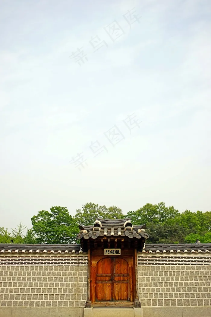 景福宫，天空，月亮，篱笆，亚洲风格
